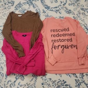 Brown and Pink Women's Sweater Set Women Size Medium Gap Old Navy